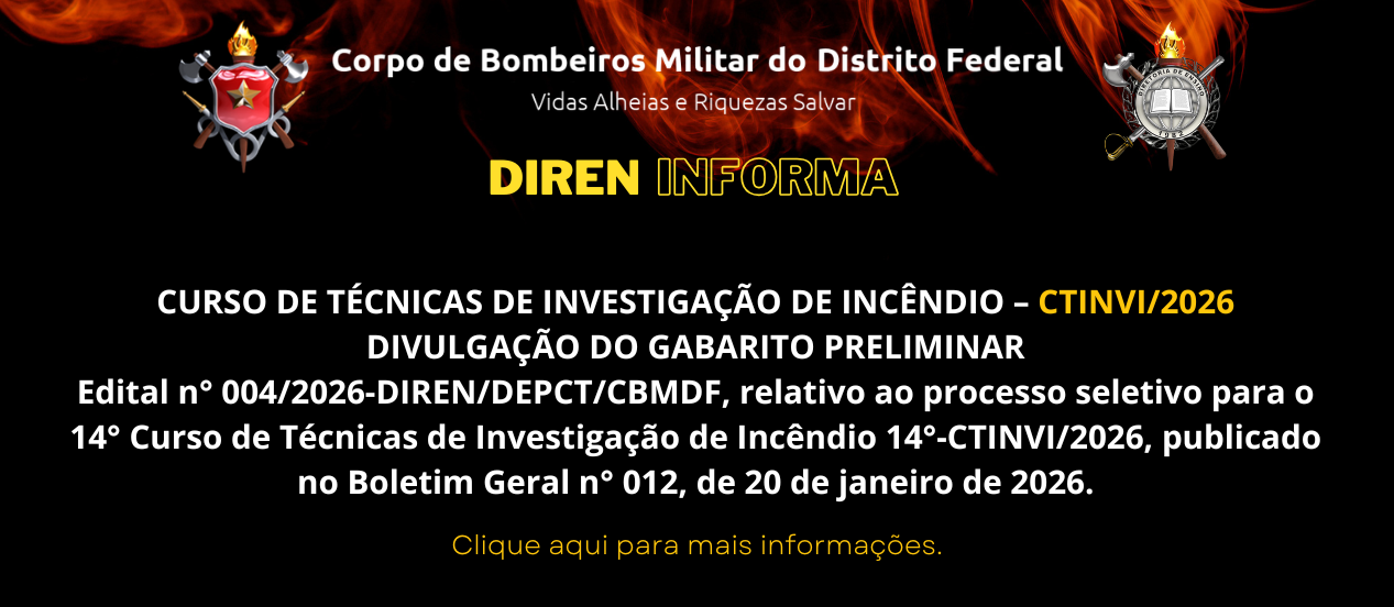 CURSO DE TÉCNICAS DE INVESTIGAÇÃO DE INCÊNDIO – CTINVI/2026 DIVULGAÇÃO DO GABARITO PRELIMINAR